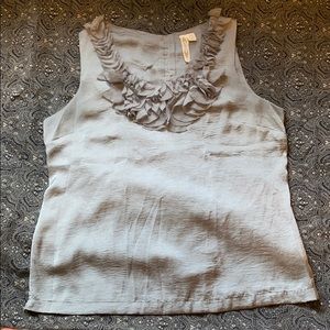 Grey Camisole Blouse with Chiffon Flower Neckline